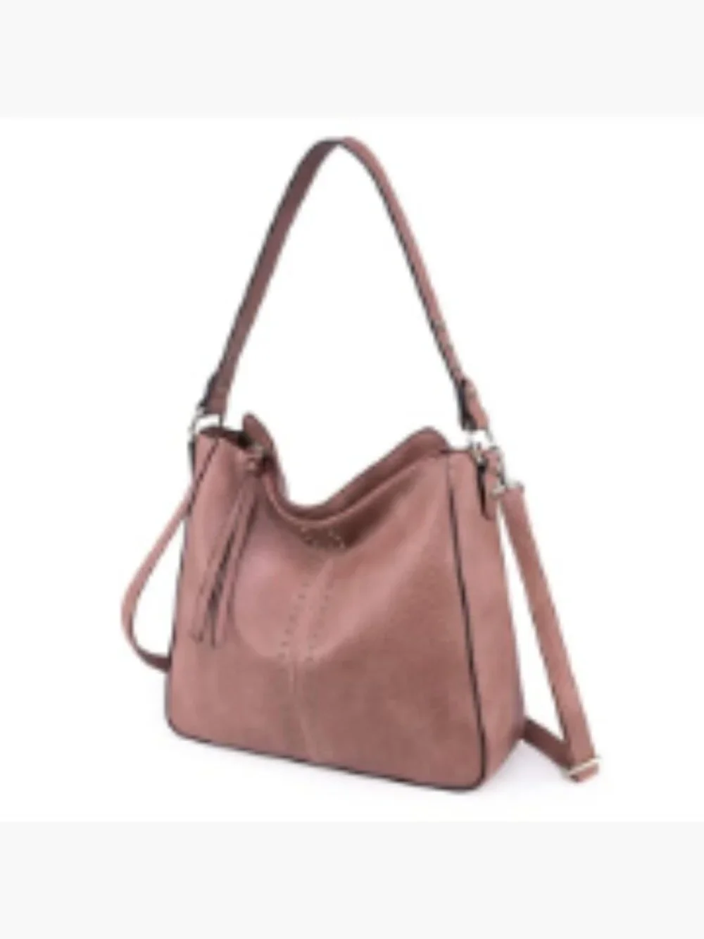 Faux Leather Hobo Bag with Crossbody Strap